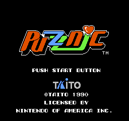 Puzznic title screen for NES